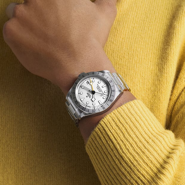 Black Bay Pro with white dial worn