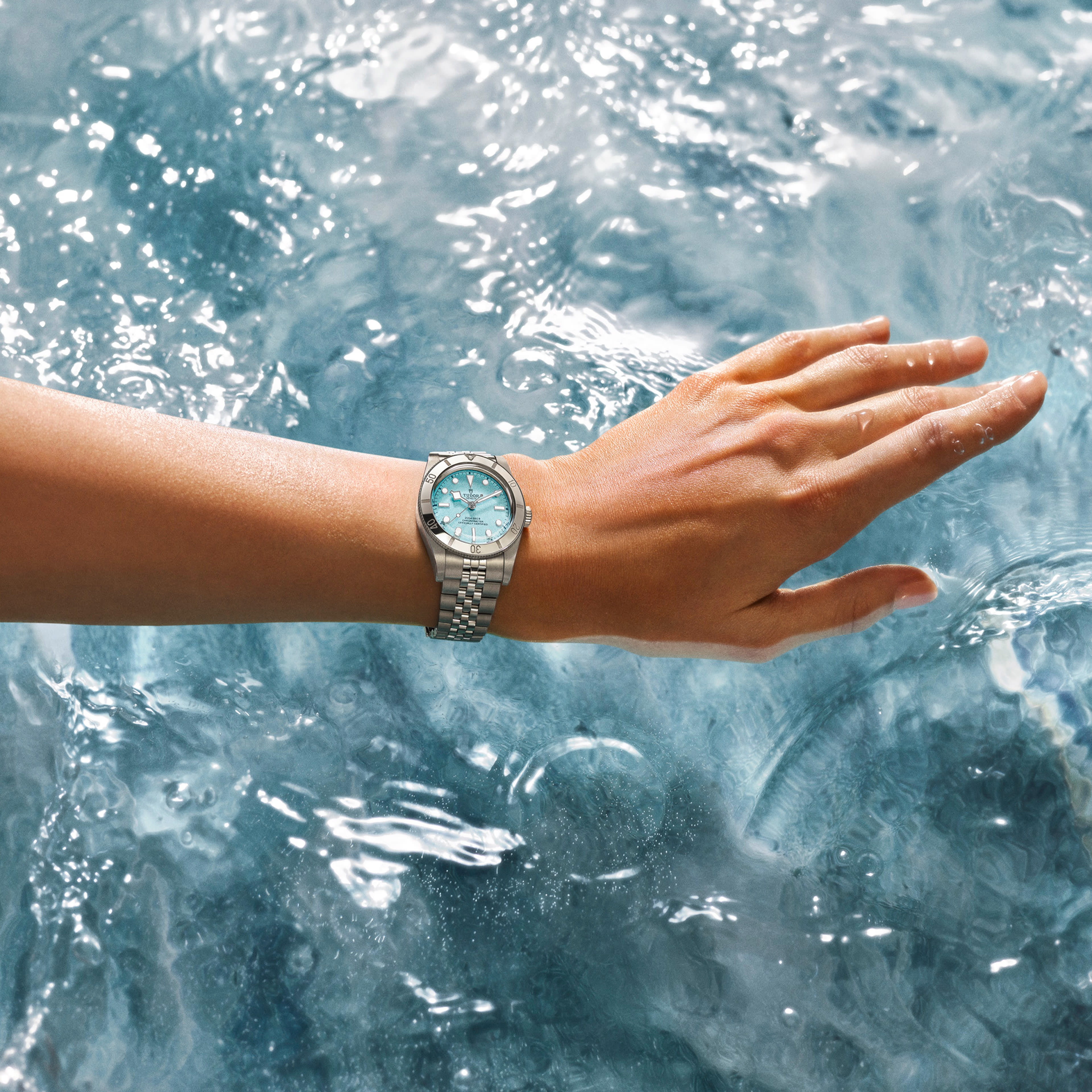 Black Bay 54 “Lagoon Blue” on the wrist