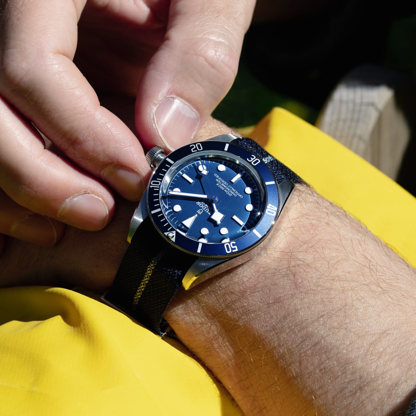 Tudor black bay blue strap sales