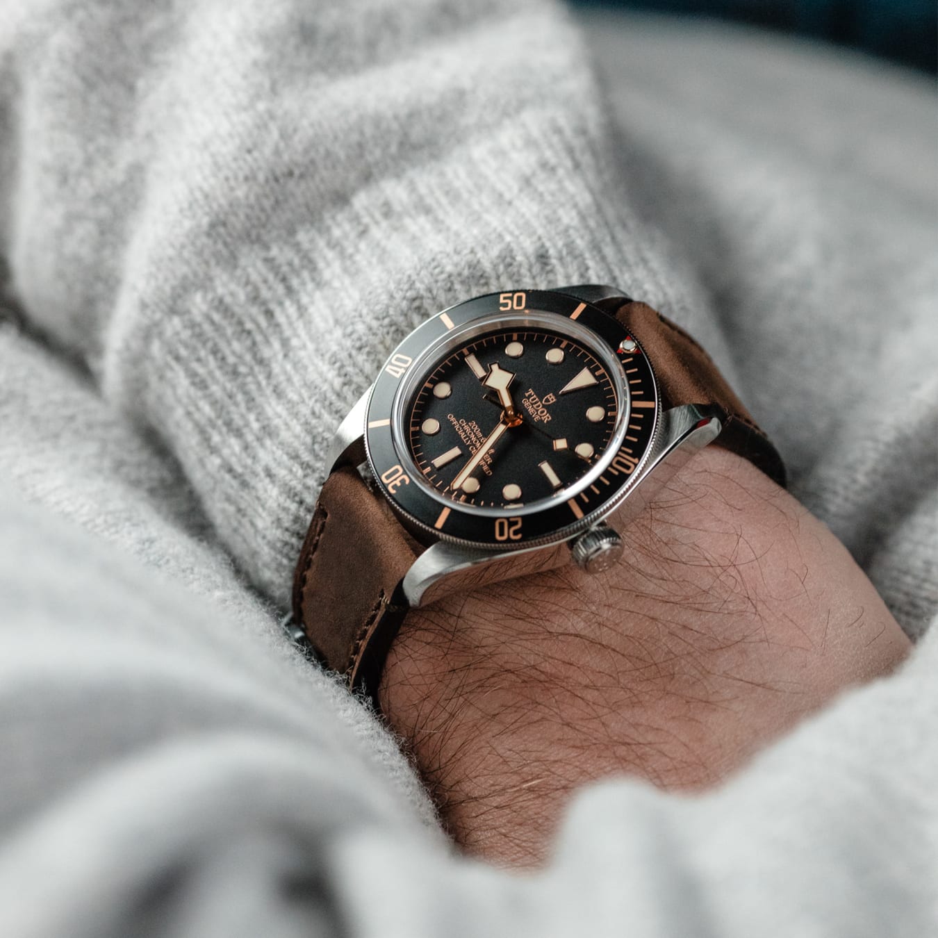 Tudor black bay aged leather strap clearance