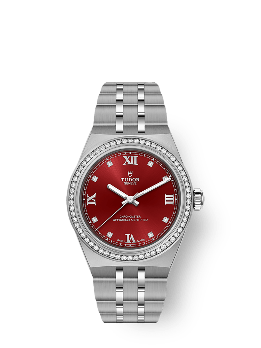 TUDOR Royalウォッチ - 30 mm スチール製ケース, バーガンディダイアル