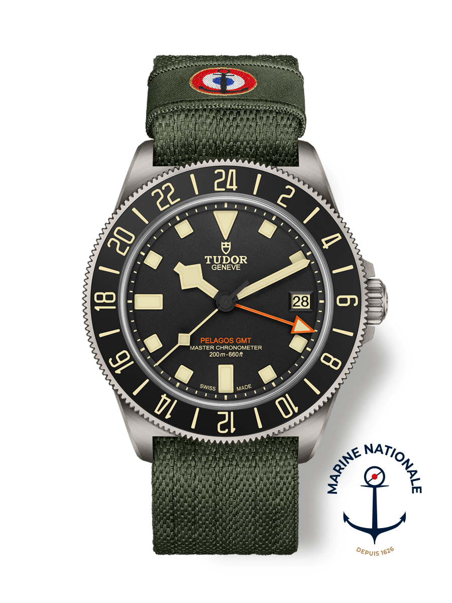 Pelagos FXD GMT 42mm titanium case Green fabric strap