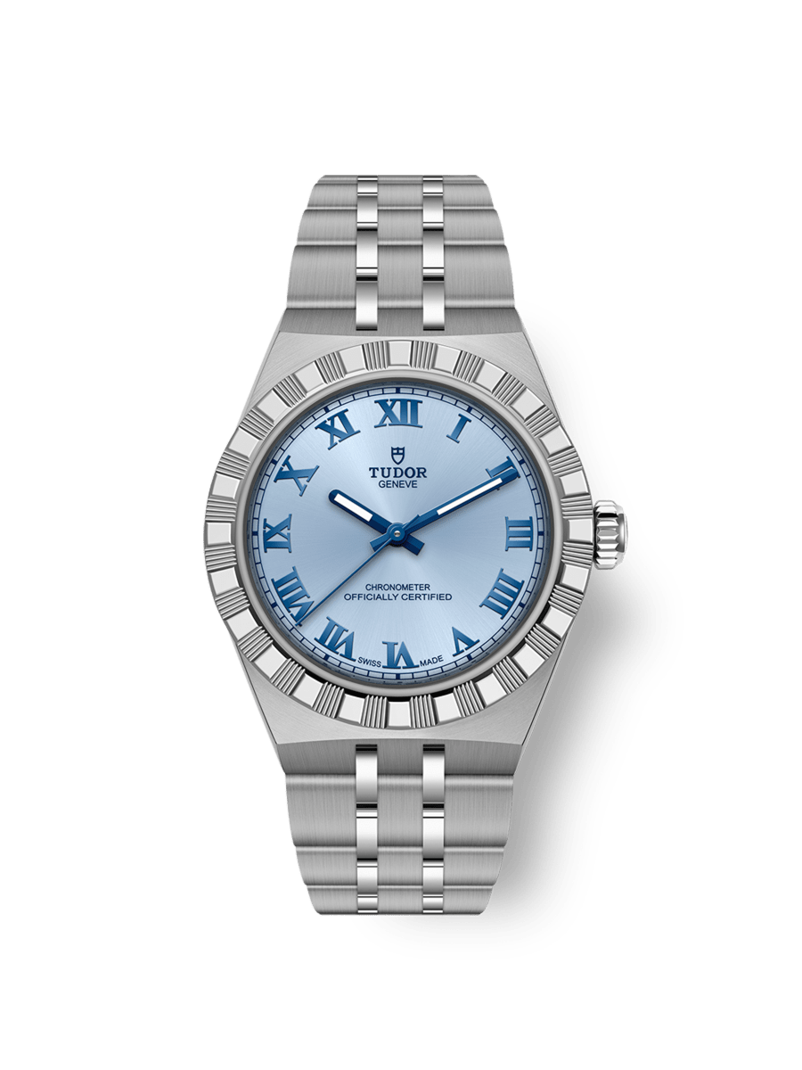 TUDOR Royal Caixa de 30 mm em aço Mostrador azul-claro
