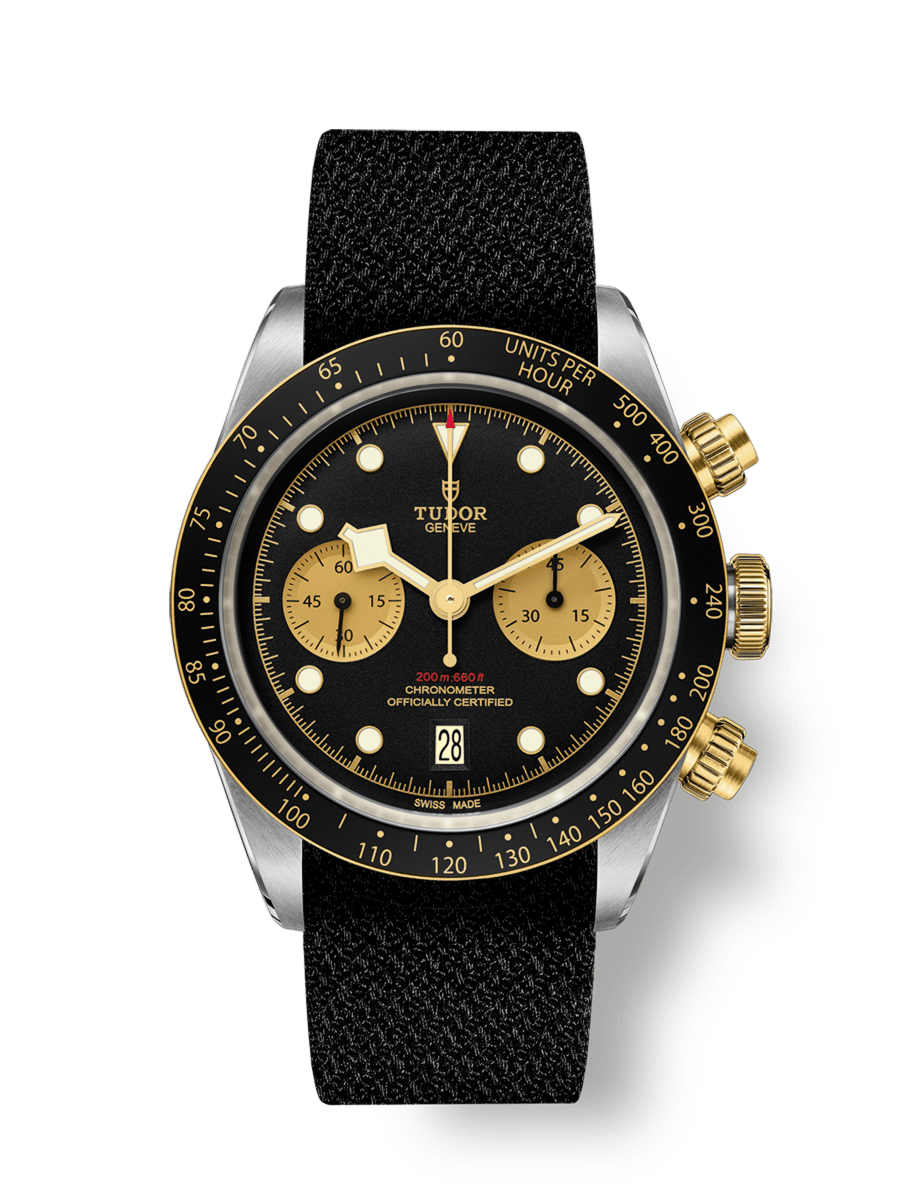 Black Bay Chrono S&G Корпус из стали диаметром 41 мм Черный текстильный ремешок