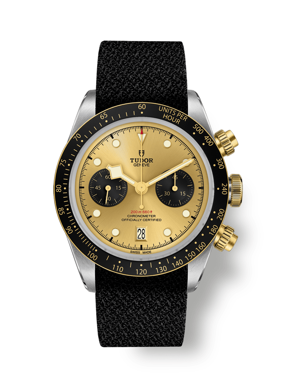 Black Bay Chrono S&G Boîtier en acier, 41 mm Bracelet en tissu noir