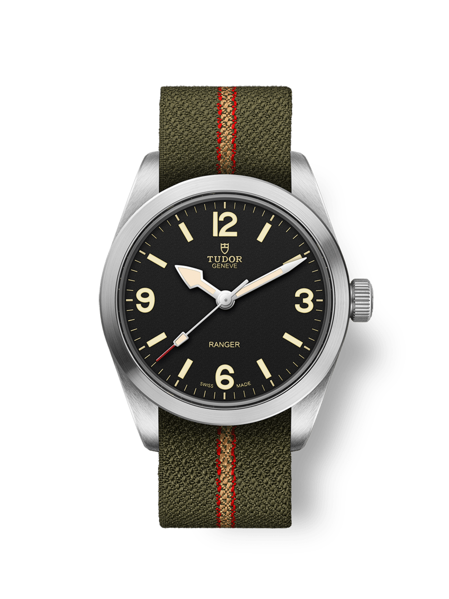 Ranger Stalen 36mm-kast Gewelfde zwarte wijzerplaat