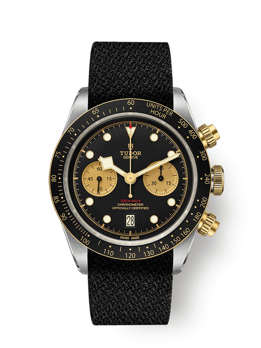 Black Bay Chrono S&G Корпус из стали диаметром 41 мм Черный текстильный ремешок