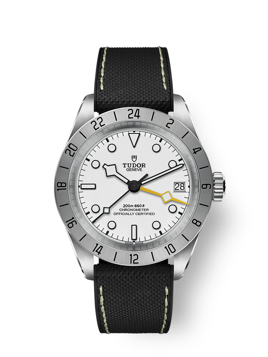 Black Bay Pro Gehäuse in Edelstahl, 39 mm Hybrid­armband aus Kautschuk und Leder