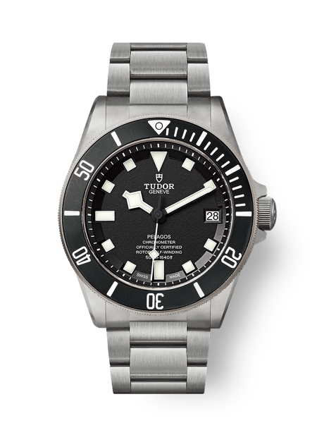 Pelagos Matzwarte keramische schijf Titanium band