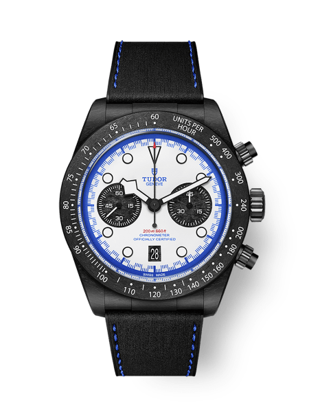 Black Bay Chrono Schwarzes Gehäuse in Carbonfaser, 42 mm Weißes Zifferblatt