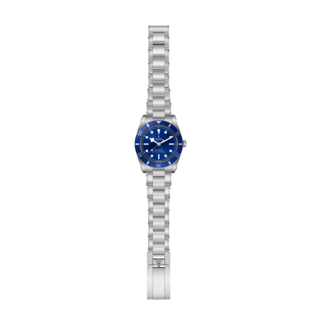 Angled official product view of Tudor Black Bay 54 blue watch